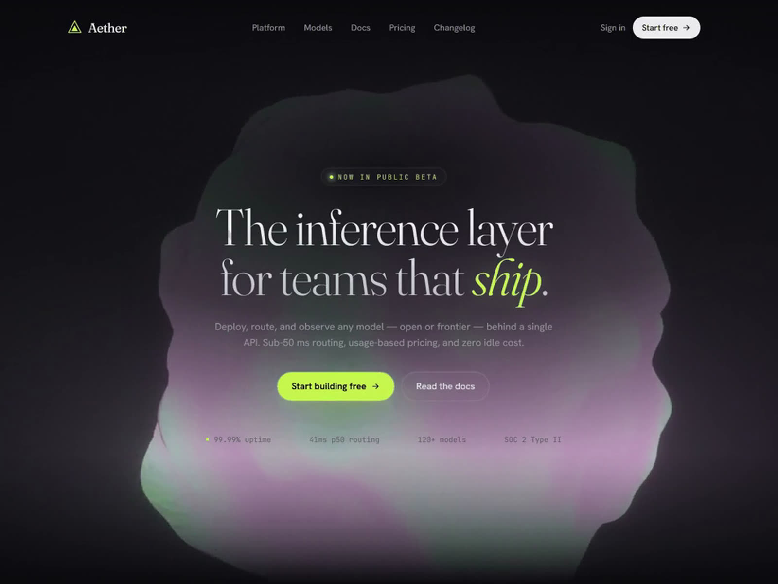 Screenshot 1 of Aether WebGL Hero