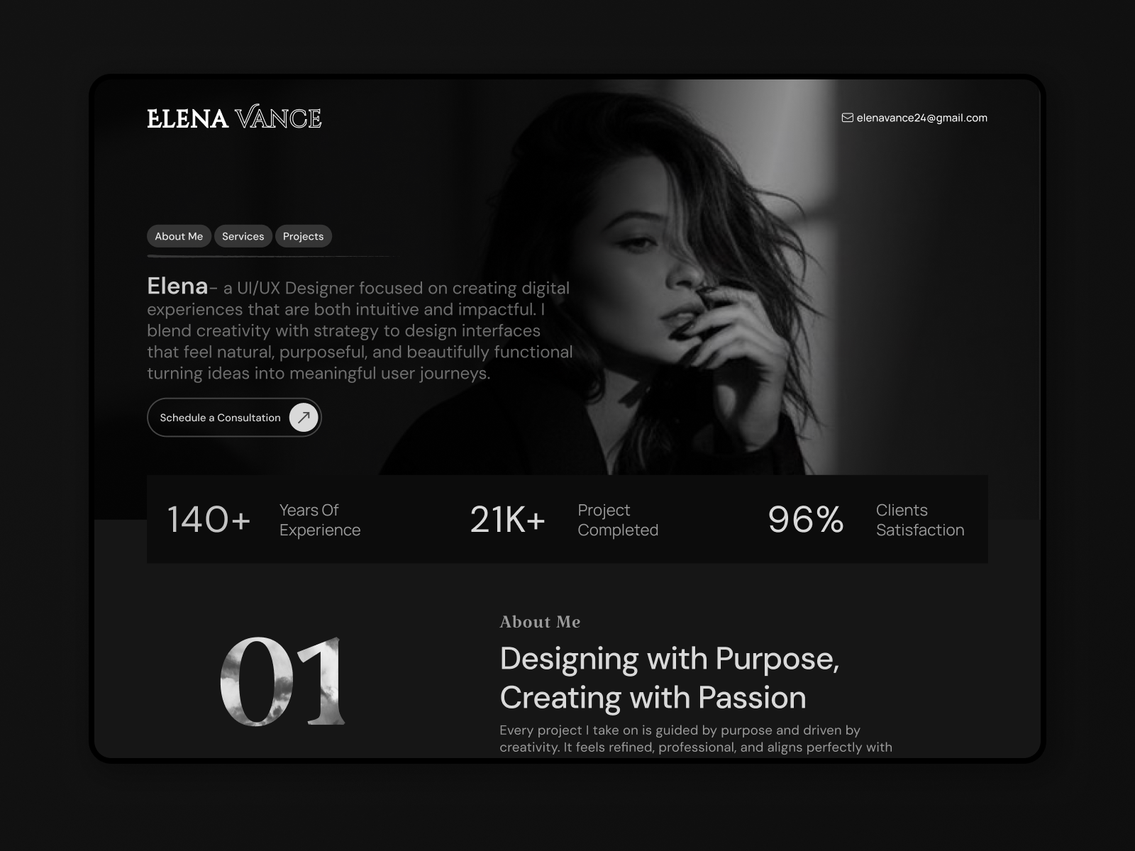Screenshot 1 of Elena Vance Portfoli