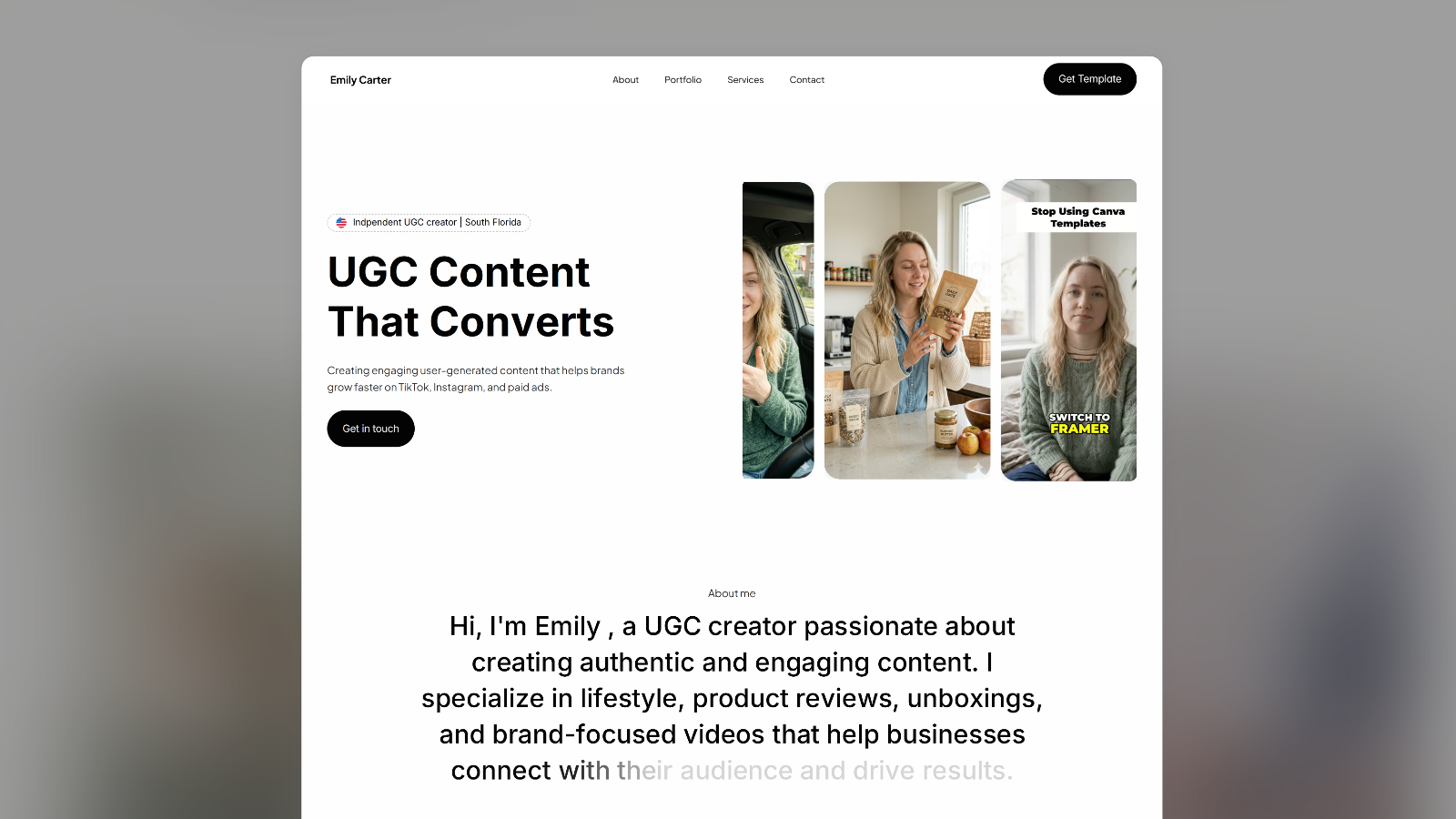 Screenshot 1 of Emily UGC Folio