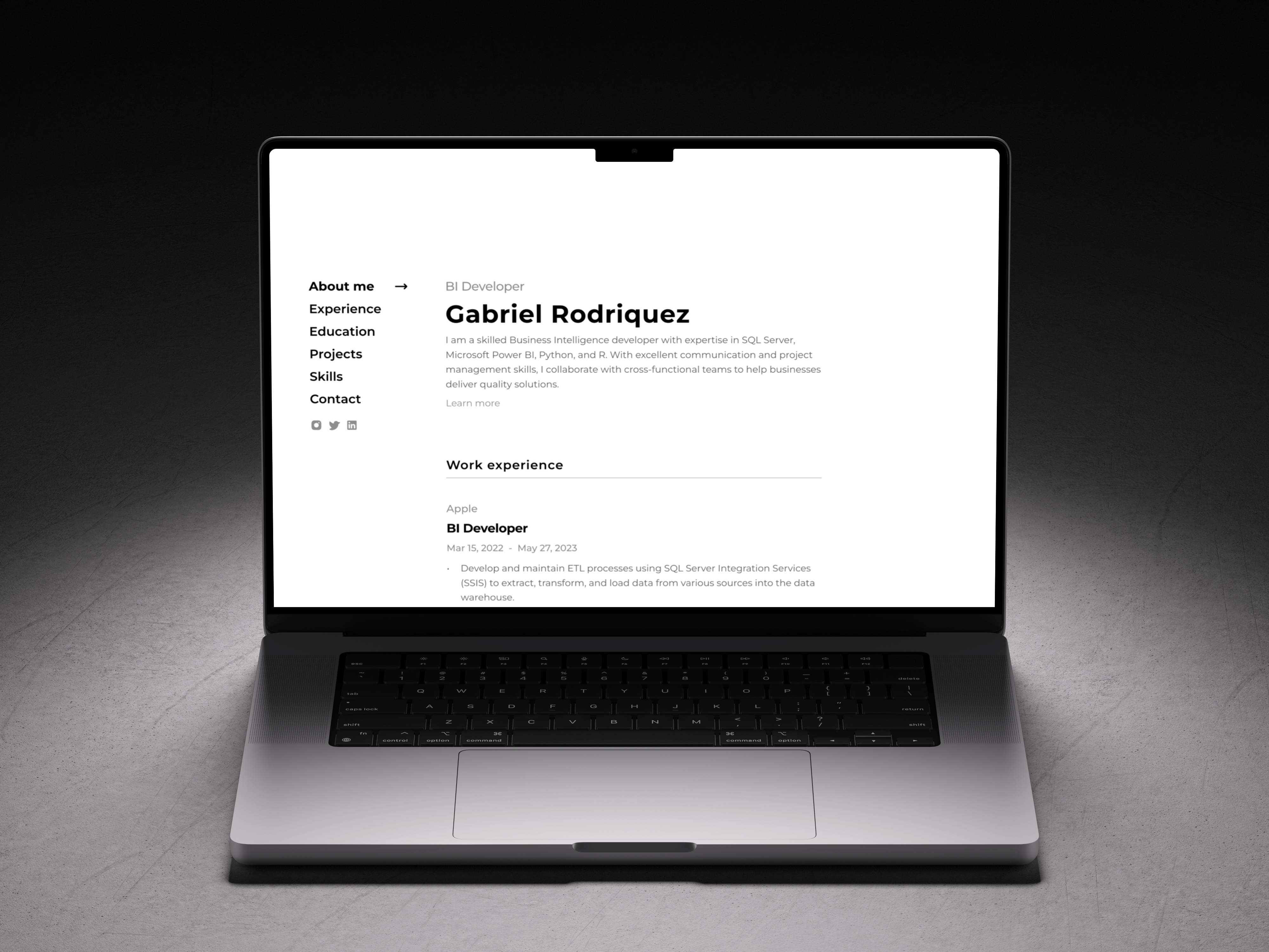 Screenshot 2 of Personal Site/Resume