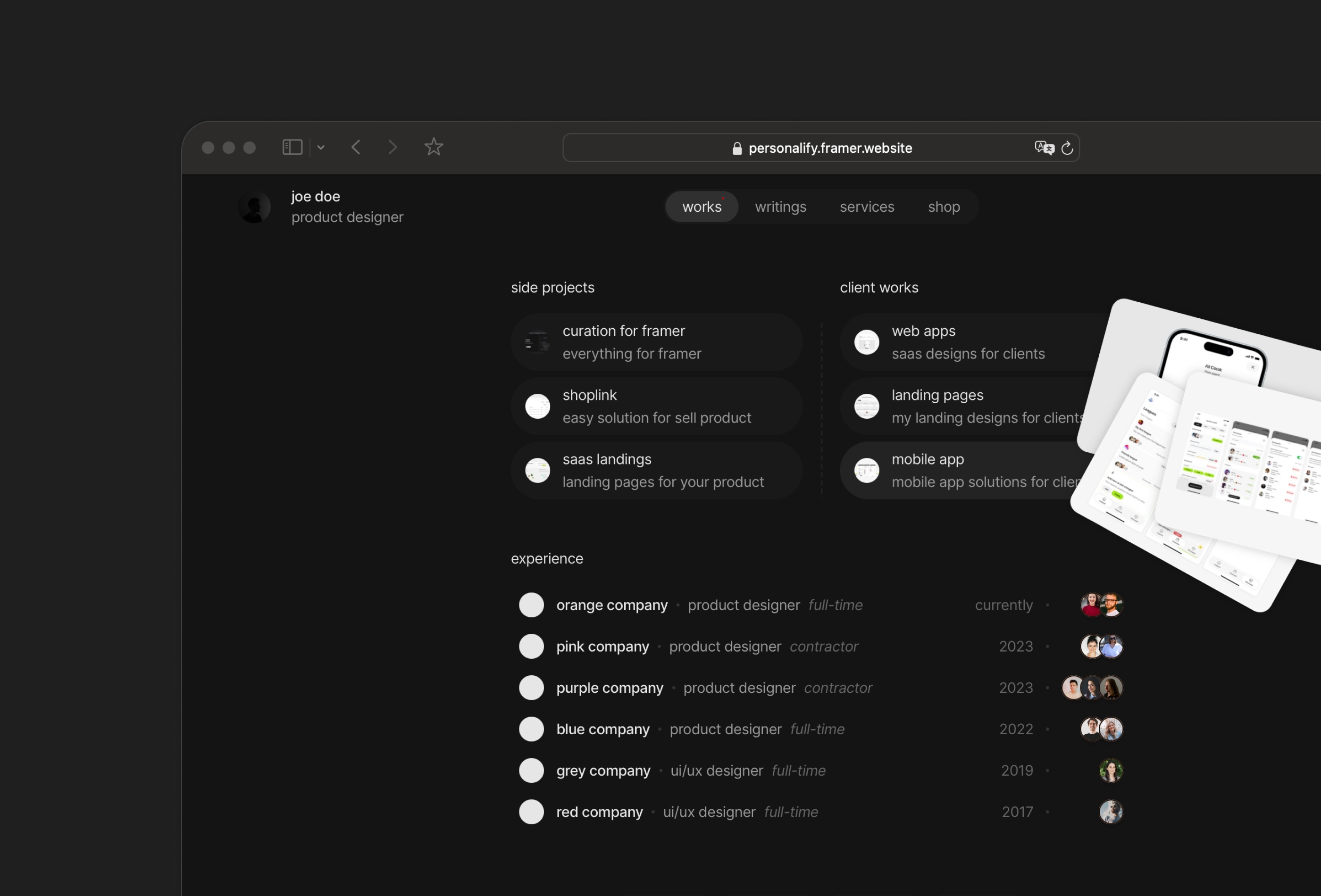 Screenshot 1 of Personalfolio