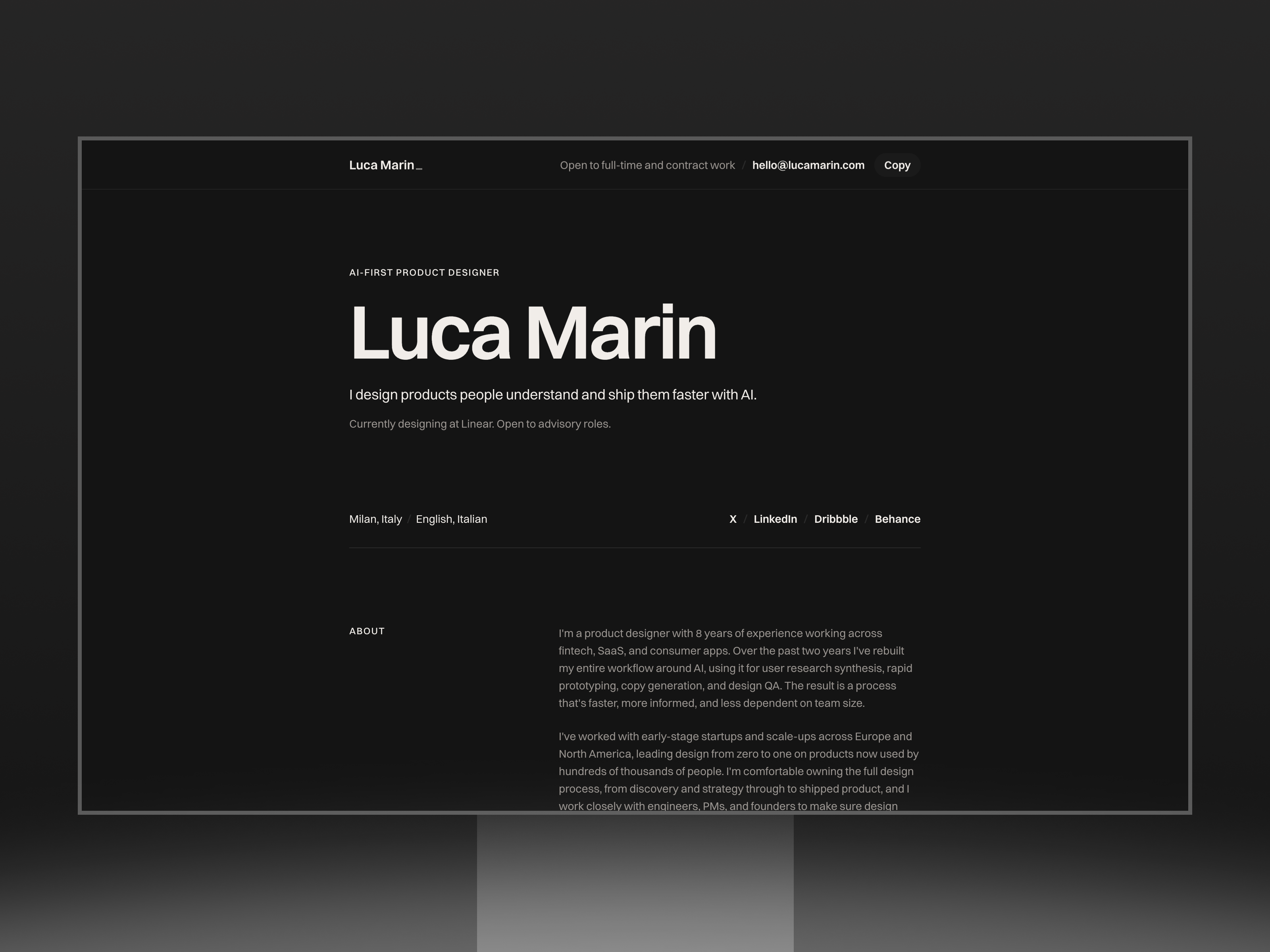 Screenshot 1 of Promptfolio Noir