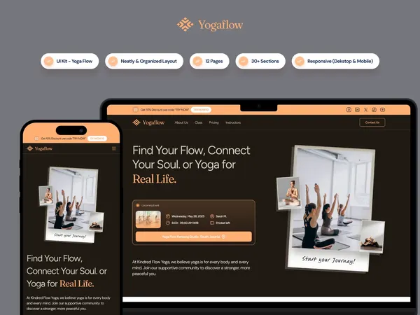 Screenshot 2 of YogaFlow Template