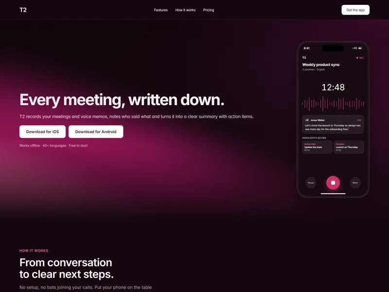 T2 – Talk to Text